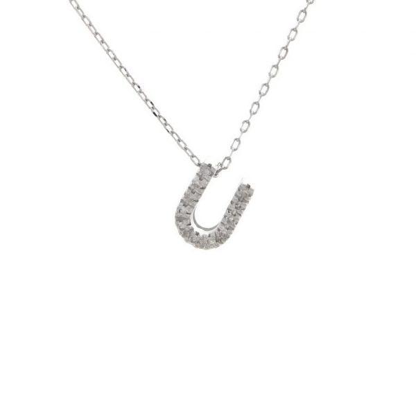All Diamond Letter Charm Necklace: A-Z - Ariel's Jewelry