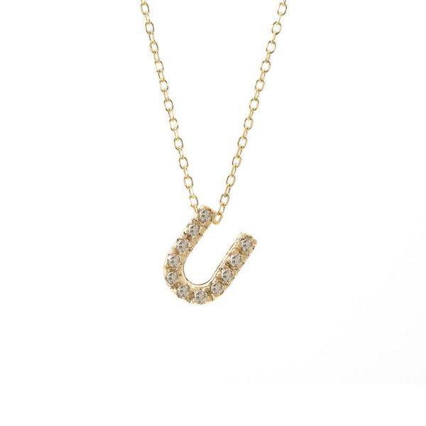 All Diamond Letter Charm Necklace: A-Z - Ariel's Jewelry