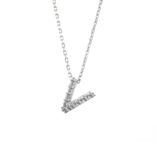 All Diamond Letter Charm Necklace: A-Z - Ariel's Jewelry