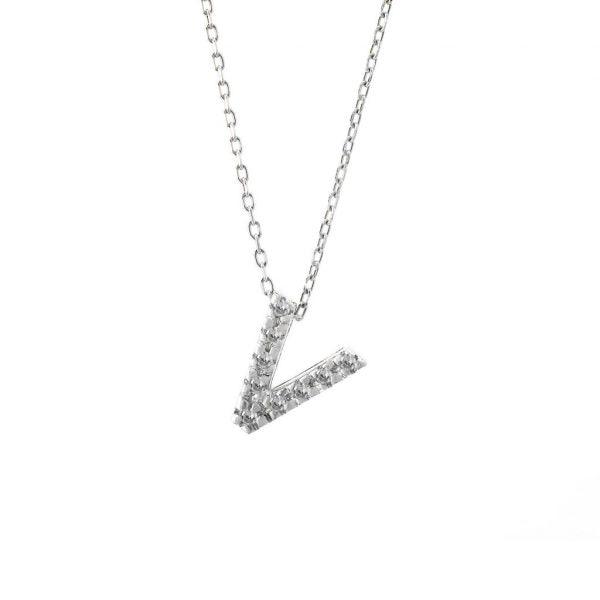 All Diamond Letter Charm Necklace: A-Z - Ariel's Jewelry 
