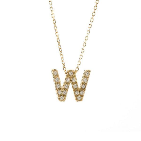 All Diamond Letter Charm Necklace: A-Z - Ariel's Jewelry
