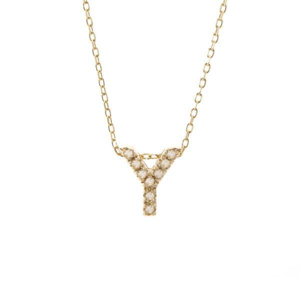All Diamond Letter Charm Necklace: A-Z - Ariel's Jewelry