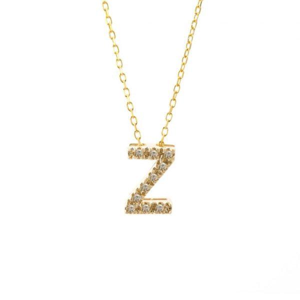 All Diamond Letter Charm Necklace: A-Z - Ariel's Jewelry