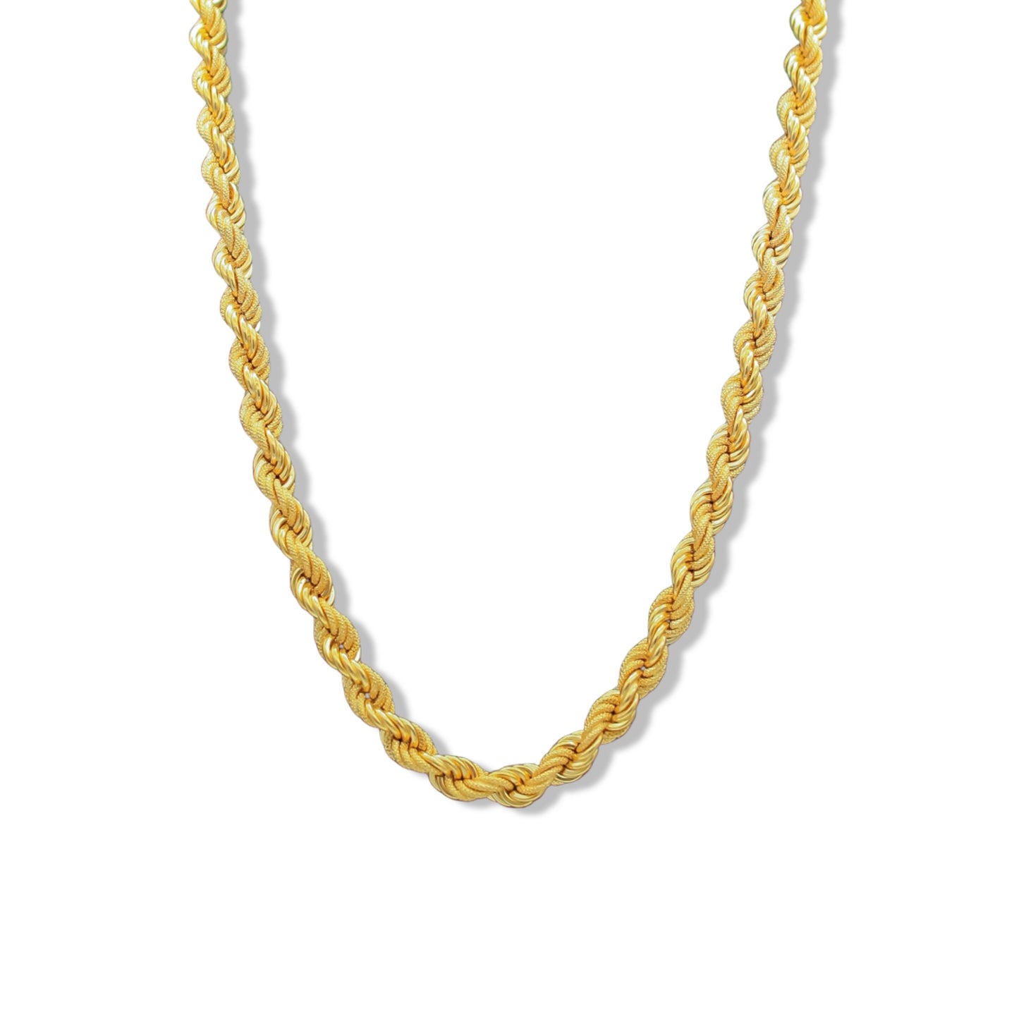 Collar de cadena de cuerda de 5 mm en oro amarillo semihueco de 18 quilates
