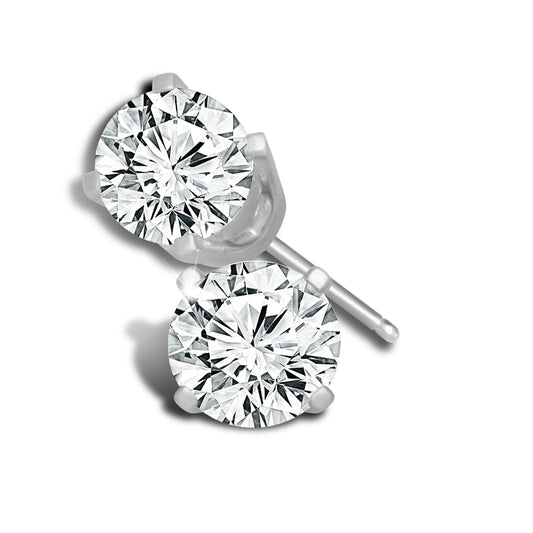 Round Stud Earrings 14K White Gold 0.05 CTW Diamonds