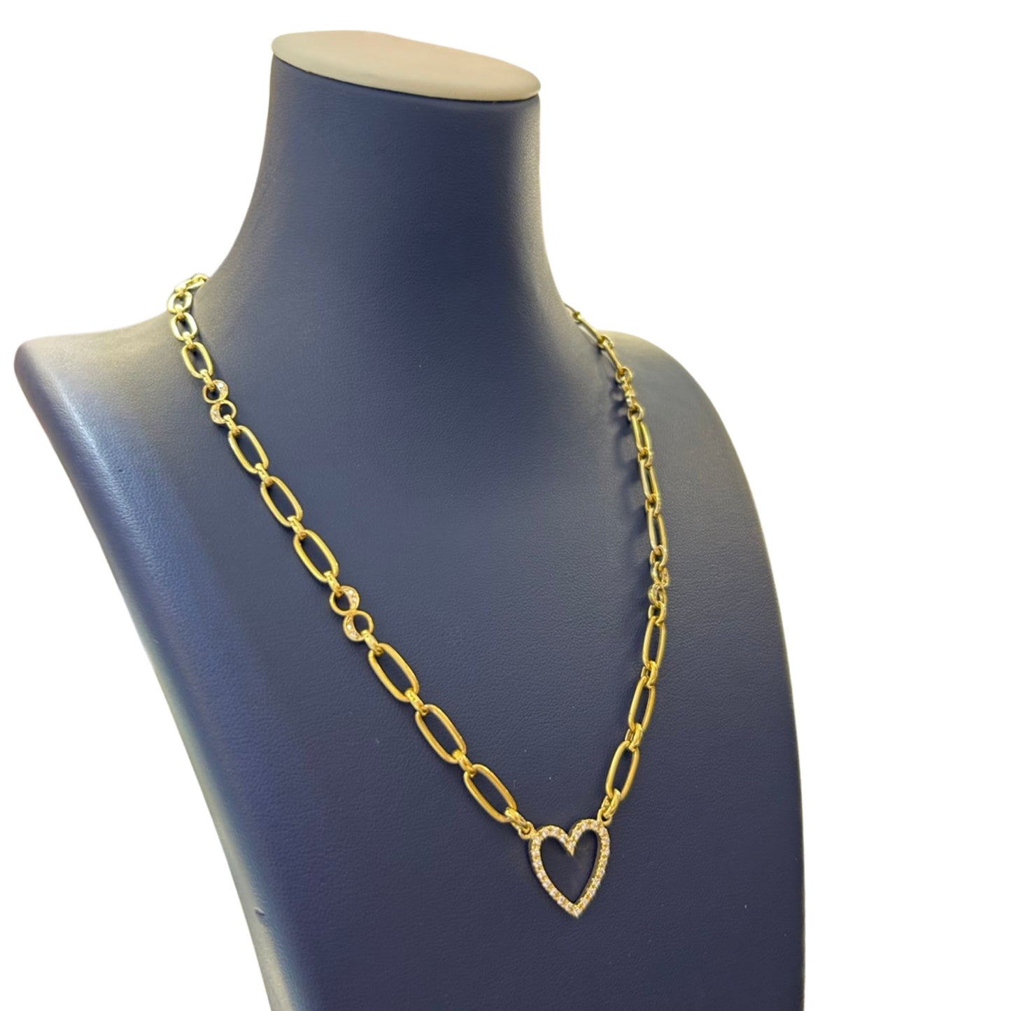 Infinite Grace - Collar de clip de oro amarillo de 14 quilates con dije de corazón