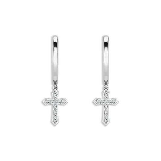 Diamond Hoops Earrings 0.17 ct tw 10k White Gold