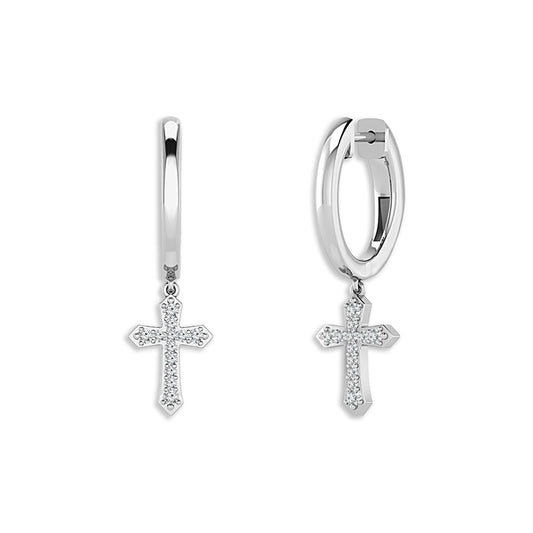 Diamond Hoops Earrings 0.17 ct tw 10k White Gold