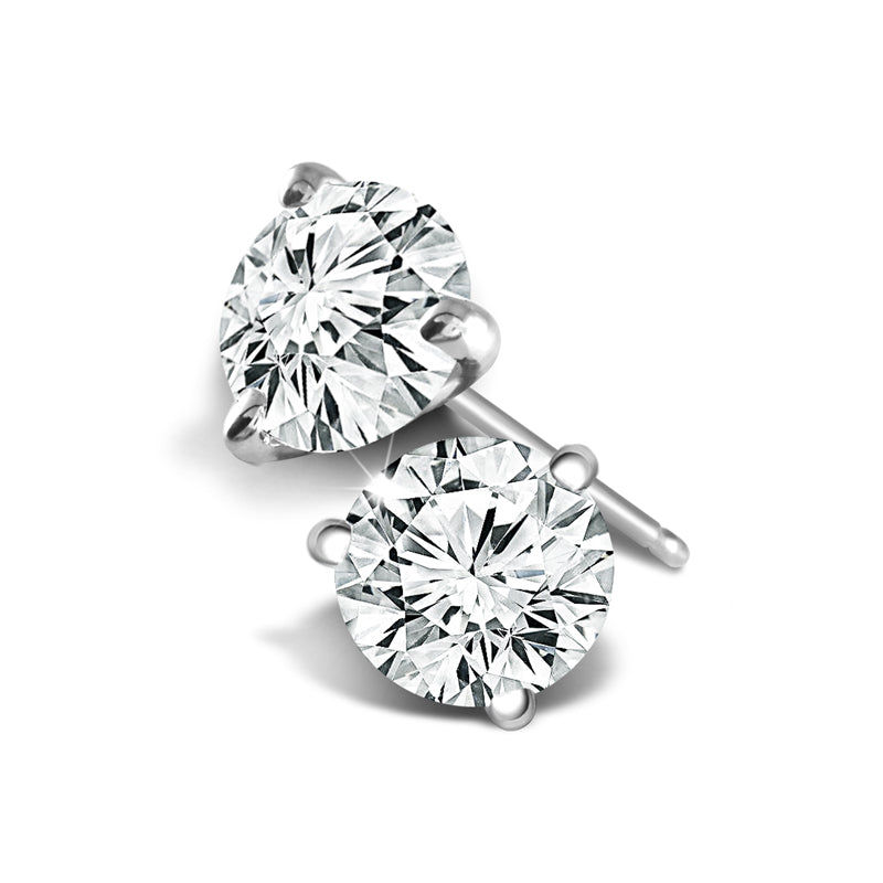 Aretes con solitario de diamantes, oro blanco de 14 k de 0,25 ct total