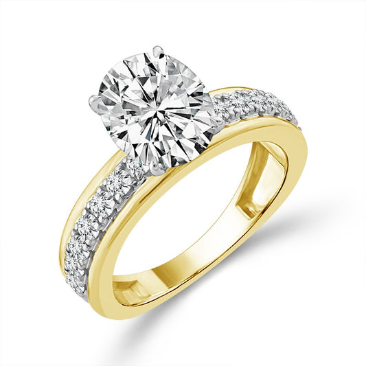 Diamond Bridal Ring 2 ct tw Center OV 14k Yellow Gold