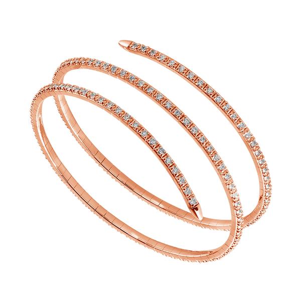 Spiral Bangle Bracelet - 14K Gold 2.75 CT Diamonds