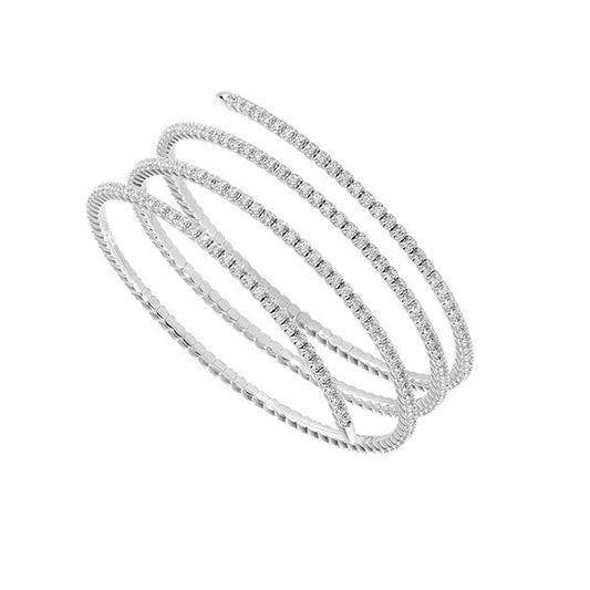 Multi-Band Bangle Bracelet - 14K Gold 3.5 CT Diamonds