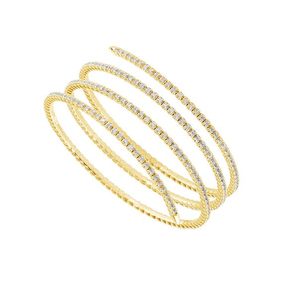 Brazalete tipo brazalete con múltiples bandas: oro de 14 quilates y diamantes de 3,5 quilates