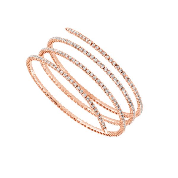 Brazalete tipo brazalete con múltiples bandas: oro de 14 quilates y diamantes de 3,5 quilates