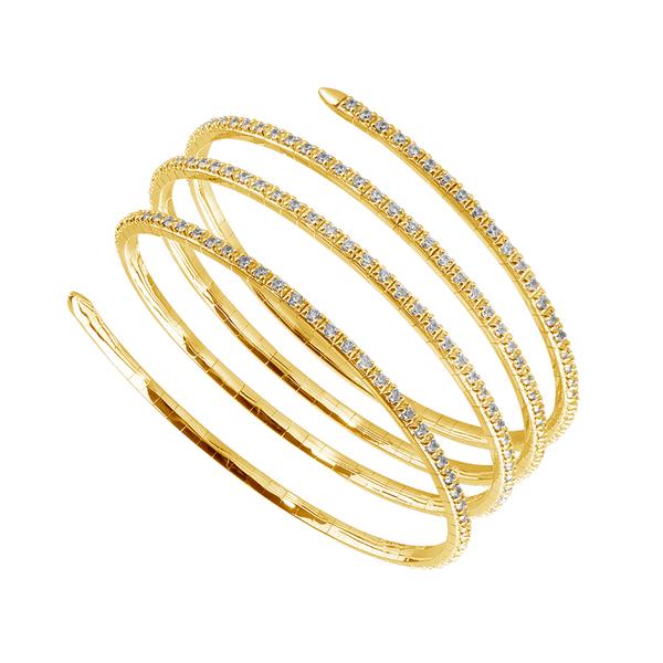 Brazalete tipo brazalete con varias bobinas: oro de 14 quilates y diamantes de 4,75 quilates