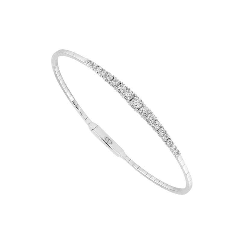Brazalete tipo brazalete con corona clásica - Oro de 14 quilates y diamantes de 0,9 quilates