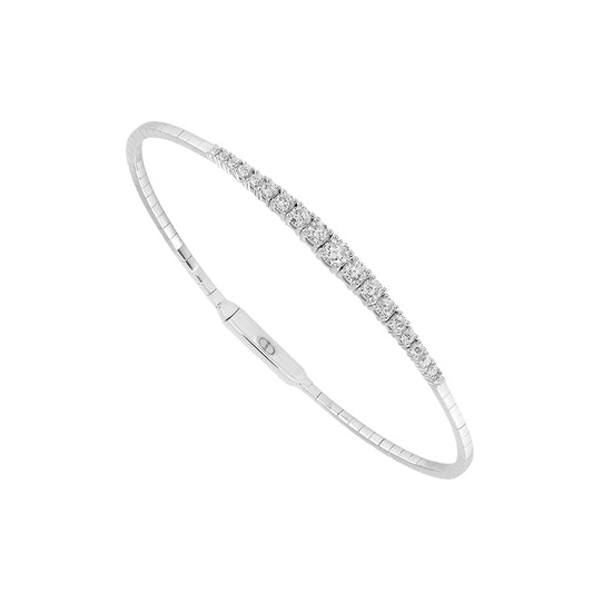 Brazalete tipo brazalete con corona clásica - Oro de 14 quilates y diamantes de 0,9 quilates