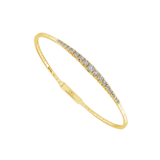 Brazalete tipo brazalete con corona clásica - Oro de 14 quilates y diamantes de 0,9 quilates