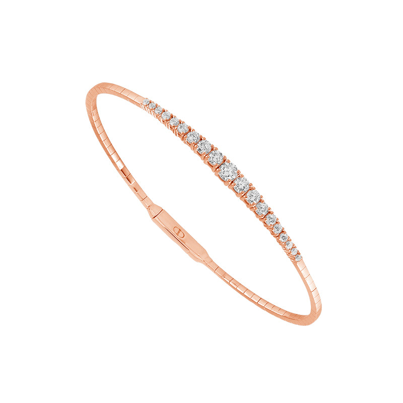 Brazalete tipo brazalete con corona clásica - Oro de 14 quilates y diamantes de 0,9 quilates