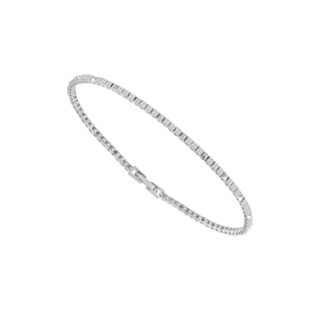 Refined Bangle Bracelet - 14K Gold 0.63 CT Diamonds