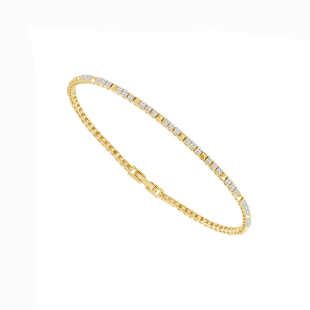 Refined Bangle Bracelet - 14K Gold 0.63 CT Diamonds