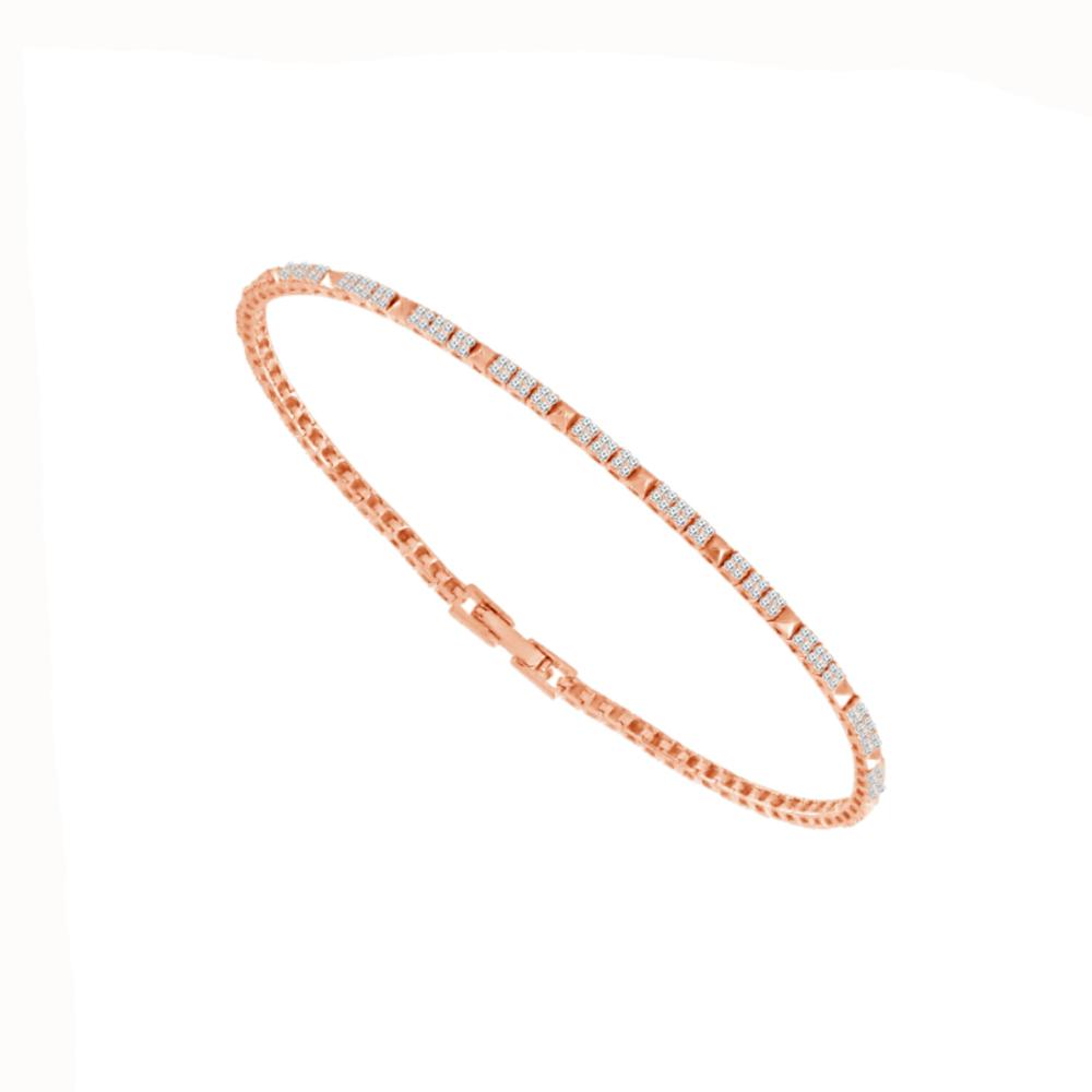Refined Bangle Bracelet - 14K Gold 0.63 CT Diamonds