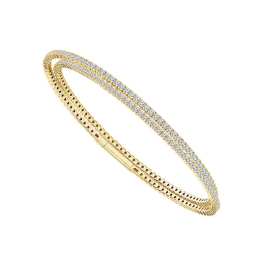 Gold Encrusted Bangle Bracelet - 14K Gold 2.75 CT Diamonds
