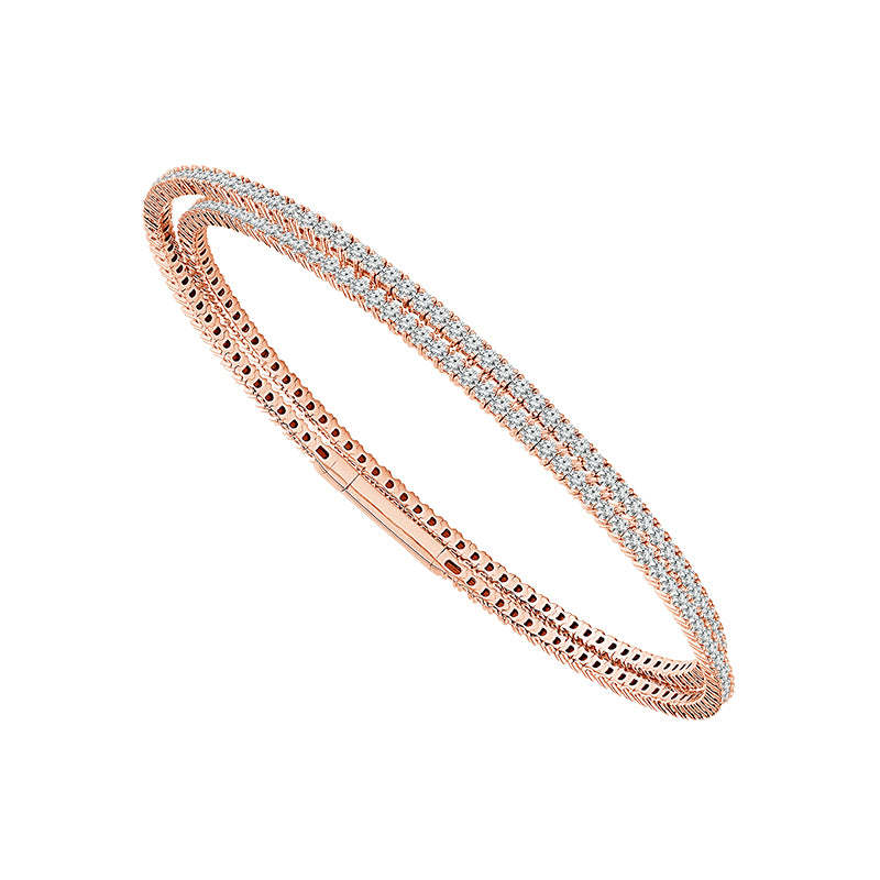 Gold Encrusted Bangle Bracelet - 14K Gold 2.75 CT Diamonds
