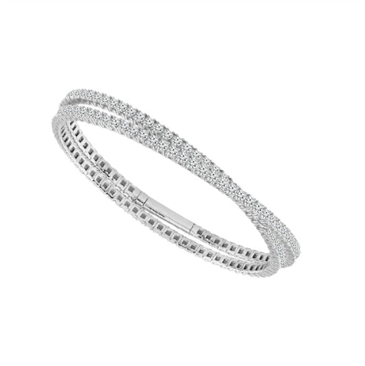 Dazzling Bangle Bracelet - 14K Gold 6.5 CT Diamonds