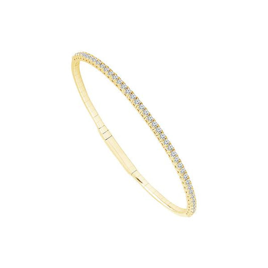Single-Row Bangle Bracelet - 14K Gold 1 CT Diamonds