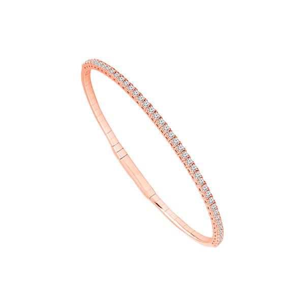 Single-Row Bangle Bracelet - 14K Gold 1 CT Diamonds