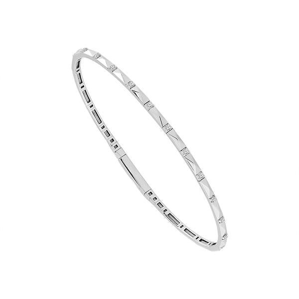 Geometric Bangle Bracelet - 14K Gold 0.16 CT Diamonds