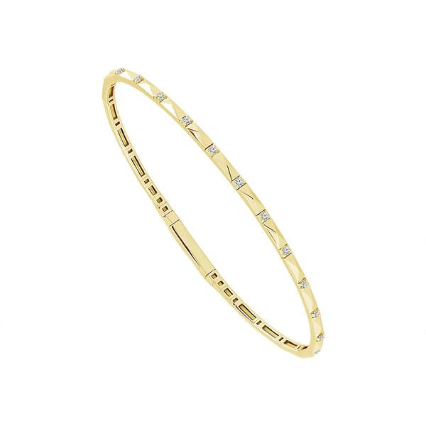 Geometric Bangle Bracelet - 14K Gold 0.16 CT Diamonds