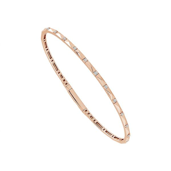 Geometric Bangle Bracelet - 14K Gold 0.16 CT Diamonds