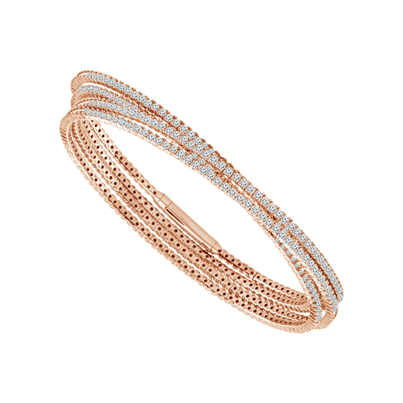 Brazalete tipo brazalete de varias capas: oro de 14 quilates y diamantes de 6,25 quilates