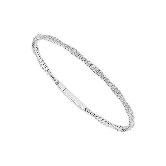 Brazalete de diamantes de oro blanco de 14 k de 1,33 ct total
