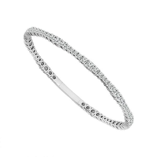Brazalete de diamantes de oro blanco de 14 k de 3,65 ct total