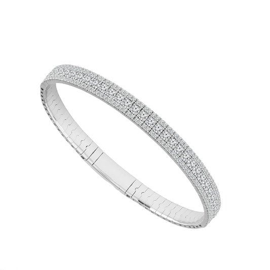 Brazalete de diamantes de oro blanco de 14 k de 2,9 ct total