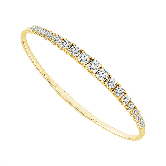 Brazalete tipo brazalete con corona real - Oro de 14 quilates y diamantes de 2,75 quilates