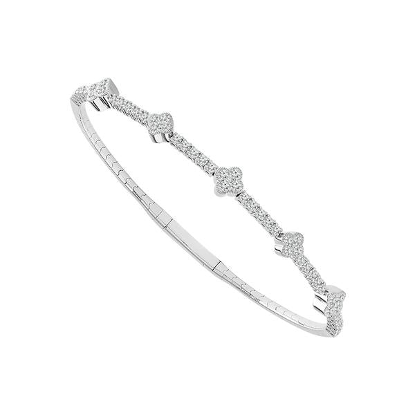 Brazalete con motivo Flora - Oro de 14 quilates y diamantes de 1 qt