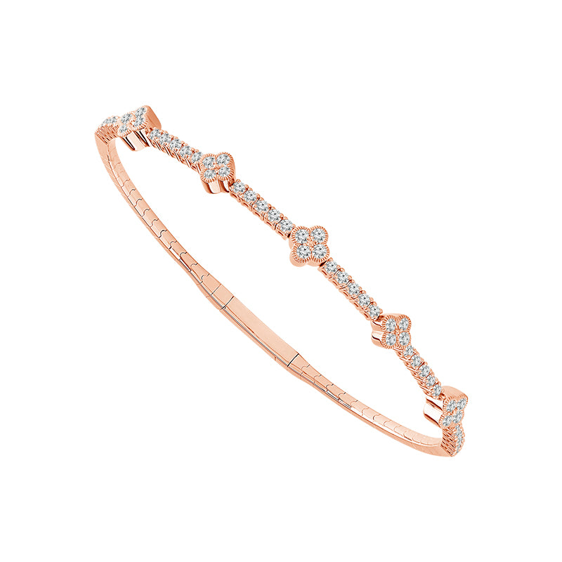 Brazalete con motivo Flora - Oro de 14 quilates y diamantes de 1 qt