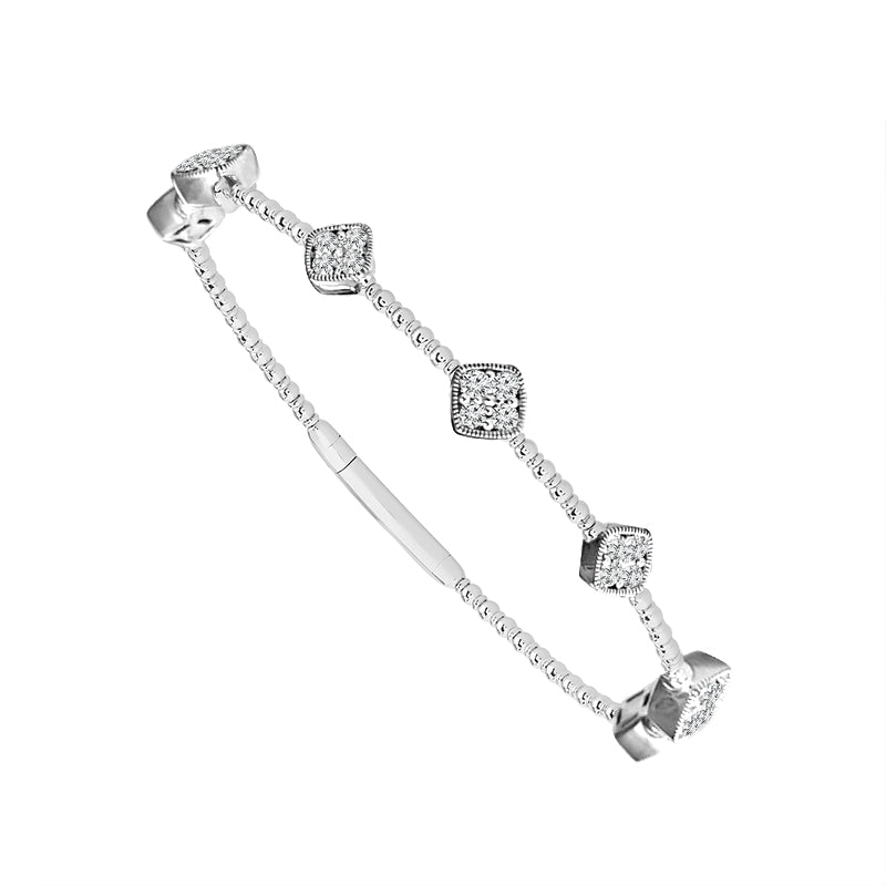 Brazalete de diamantes de oro blanco de 14 k de 0,63 ct total