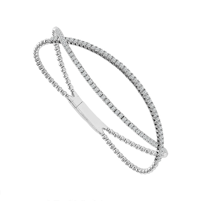 Brazalete de diamantes de oro blanco de 14 k de 1,00 ct total