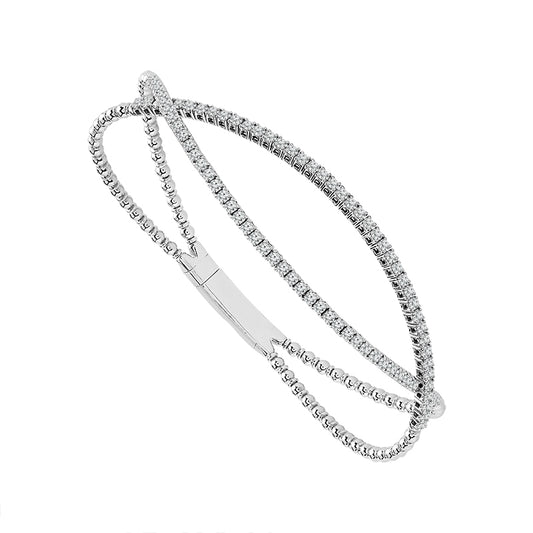 Brazalete de diamantes de oro blanco de 14 k de 1,00 ct total