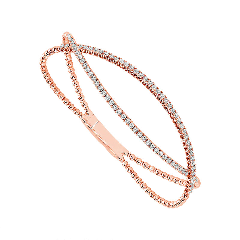Brazalete de diamantes de oro blanco de 14 k de 1,00 ct total
