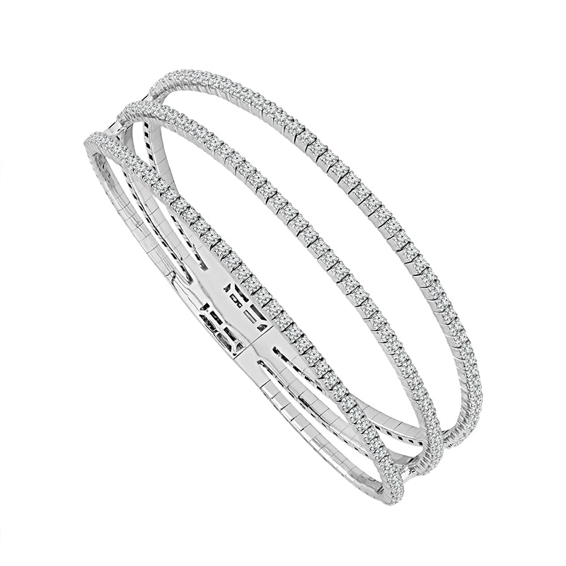 Brazalete de diamantes de 2,63 ct tw en oro de tres tonos de 14 k