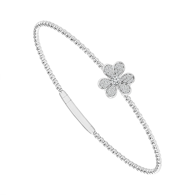Brazalete de diamantes de oro blanco de 14 k de 0,20 ct total
