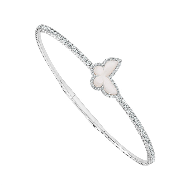 Brazalete tipo brazalete con forma de mariposa - Oro de 14 quilates y diamantes de 1,07 quilates