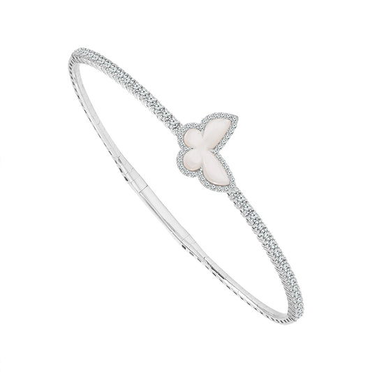 Brazalete tipo brazalete con forma de mariposa - Oro de 14 quilates y diamantes de 1,07 quilates