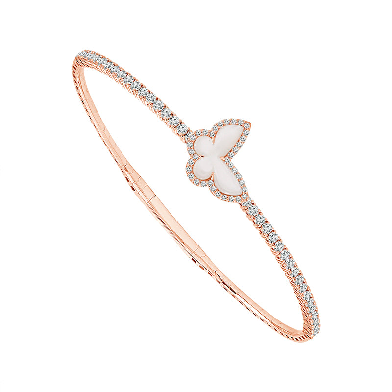 Brazalete tipo brazalete con forma de mariposa - Oro de 14 quilates y diamantes de 1,07 quilates